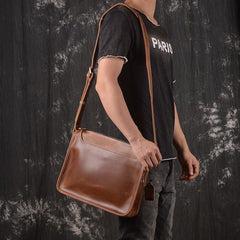 Leather Men Vintage Coffee Messenger Bag Shoulder Bag for Men