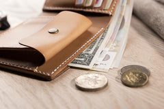 Cool Leather Mens Slim Small Wallets billfold Wallets Bifold for Men