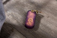 Handmade Leather Mens World of Warcraft Cool Keychain KeyCharm Keyring Pendant for Men