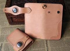 Handmade Mens Leather Biker Chain Wallet Cool Long Biker Wallet with Chain