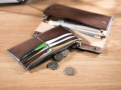 Handmade Leather Mens Clutch Wallet Cool Leather Wallet Long Phone Wallets for Men