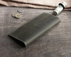 Handmade Leather Mens Clutch Wallet Cool Leather Wallet Long Phone Wallets for Men