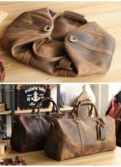 Vintage Leather Mens Large Weekender Bags Cool Travel Bag Duffle Bag for Men