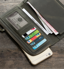 Leather Mens Long Wallet Cool Leather Wallet Long Bifold Wallets for Men