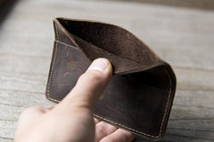 Handmade Leather Mens Cool billfold Wallet Card Holder Small Card Slim Wallets for Men