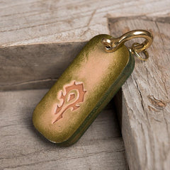 Handmade Leather Mens World of Warcraft Cool Keychain KeyCharm Keyring Pendant for Men