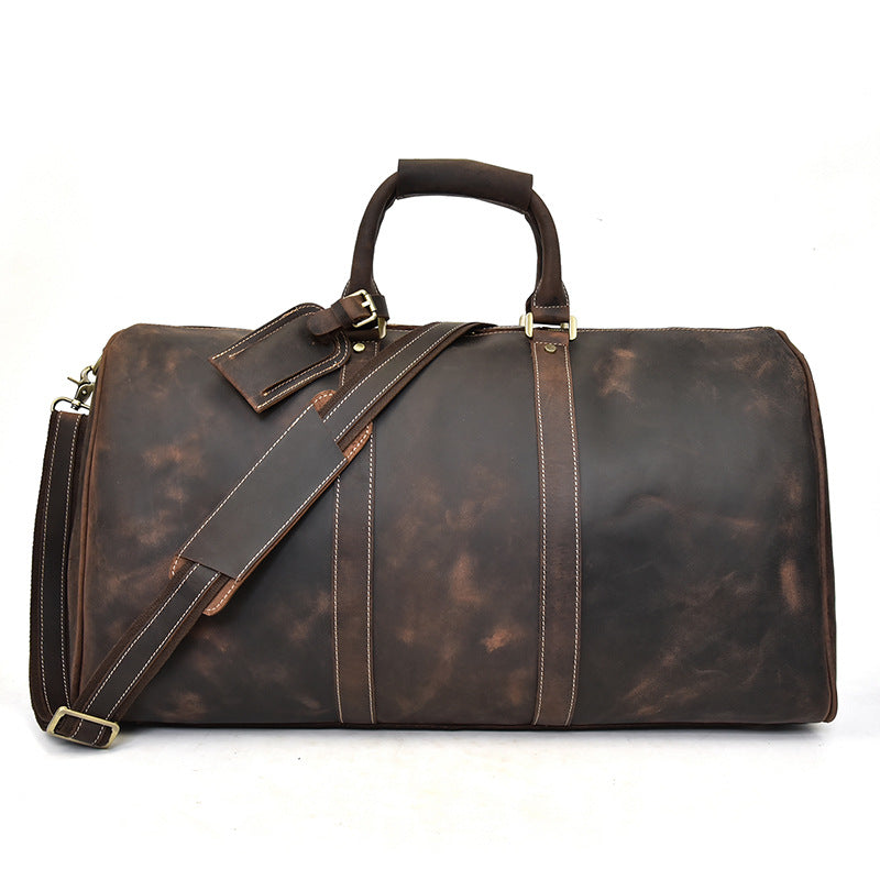 Cool Leather Mens Weekender Bag Vintage Coffee Travel Bag Duffle Bags Overnight Bag Holdall Bag for men