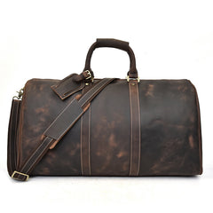 Cool Leather Mens Weekender Bag Vintage Coffee Travel Bag Duffle Bags Overnight Bag Holdall Bag for men