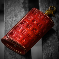 Handmade Leather Tooled Mens Cool Car Key Wallets Car Key Holder Car KeyChain for Men