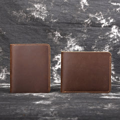 Handmade Genuine Leather Brown Mens Wallet Cool billfold Slim Bifold Wallet for Mens