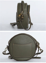 Cute Leather Womens Stylish Circle Crossbody Bag Purse Round Shoulder Bag for Women