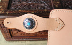 Handmade Mens Leather Biker Chain Wallet Cool Long Biker Wallet with Chain