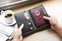 Handmade Leather Mens Travel Wallet Passport Leather Wallet billfold Slim Wallets for Men