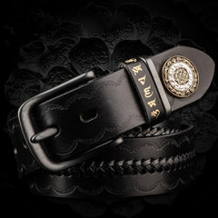 Handmade Black Mens Leather Belt Cool Leather Men Belt for Men