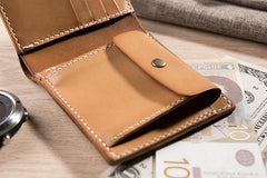 Cool Leather Mens Slim Small Wallets billfold Wallets Bifold for Men