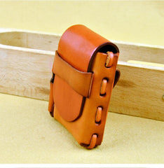 Cool Handmade Leather Mens Cigarette Case with Belt Loop Lighter Holder for Men