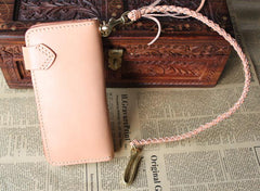 Handmade Mens Leather Biker Chain Wallet Cool Long Biker Wallet with Chain