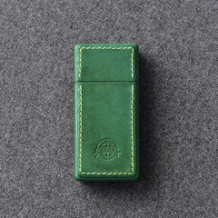 Cool Mens Green Leather Portable Ashtray Travel Ashtray Pocket Ashtray Lighter for Men