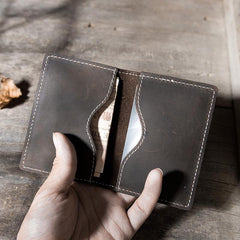 Handmade Leather Mens Cool billfold Wallet Card Holder Small Card Slim Wallets for Men