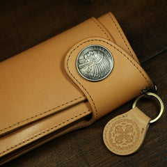 Handmade Leather Biker Wallet Mens Cool Chain Wallet Trucker Wallet with Chain