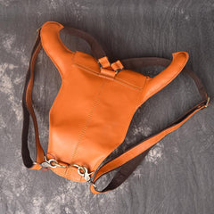 Cool Leather Mens XO Bull Backpack Tan Travel Backpack Unique Backpack for men