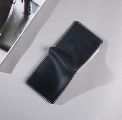 Handmade Cool Leather Mens billfold Leather Wallet Men Small Wallets Bifold for Men