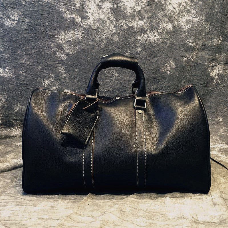 Cool Leather Mens Black Weekender Bag Travel Bag Duffle Bag for men