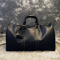 Cool Leather Mens Black Weekender Bag Travel Bag Duffle Bag for men