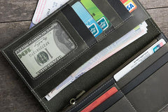 Handmade Leather Mens Clutch Wallet Cool Leather Wallet Long Phone Wallets for Men