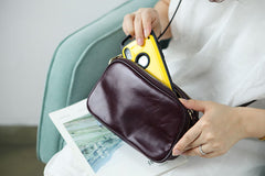 Cute Leather Womens Small Crossbody Bag Purse Double Zipper Shoulder Bag for Women