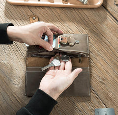 Handmade Leather Mens Slim Wallet Cool Leather Wallet Long Phone Wallets for Men