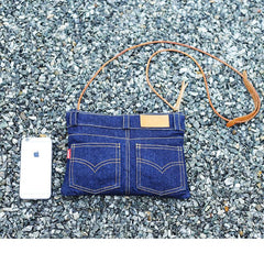 Unique Blue Jean Mens Clutch Bag Cool Wristlet Wallet Zipper Clutch Wallet For Men