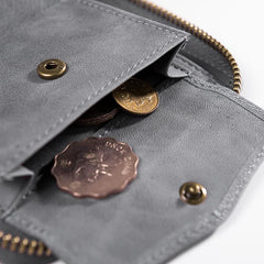 Cool Leather Mens Slim Leather Small Wallet Zipper billfold Wallets Bifold for Men