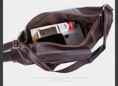 Genuine Leather Mens Coffee Cool Sling Pack Chest Bag Sling Bag Crossbody Pack for men