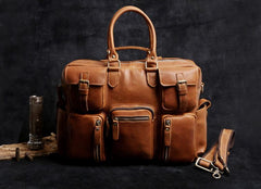 Genuine Leather Mens Cool Weekender Bag Travel Bag Duffle Bags Briefcase Messenger Bag for men