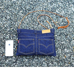 Unique Blue Jean Mens Clutch Bag Cool Wristlet Wallet Zipper Clutch Wallet For Men