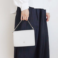 White Leather Women Chain Small Handbag Shoulder Bag For Women
