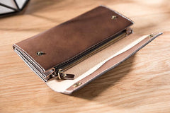 Handmade Leather Mens Clutch Wallet Cool Leather Wallet Long Phone Wallets for Men