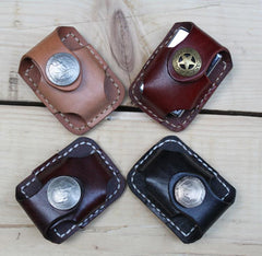 Handmade Leather Mens Zippo Lighter Pouch with Loop Biker Zippo lighter case with Clip