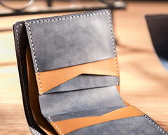Cool Leather Mens billfold Leather Wallets Men Small Bifold Wallets for Men
