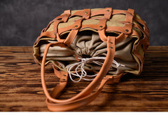 Leather Canvas Women Bucket Bag Shopper Bag Shoulder Bag For Women