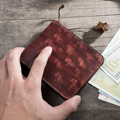 Handmade Leather Mens Cool Slim Leather Wallet Men Small Wallets Bifold for Men