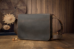 Cool Leather Coffee Mens Side Bag Messenger Bags Vintage Courier Bag for Men