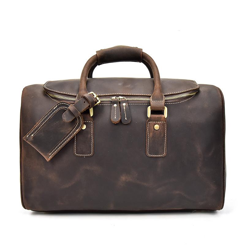 Genuine Leather Mens Cool Weekender Bag Travel Bag Duffle Bags Overnight Bag Holdall Bag for men
