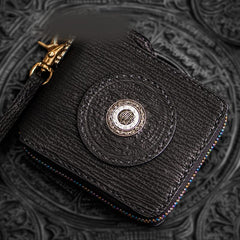 Handmade Leather Small Tooled Mens billfold Chain Wallet Cool Chain Wallet Biker Wallet for Men