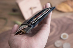 Handmade Leather Mens Cool billfold Wallet Card Holder Small Card Slim Wallets for Men