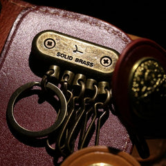 Handmade Leather billfold Biker Wallet Mens Cool Car Key Wallet Pouch Car KeyChain for Men