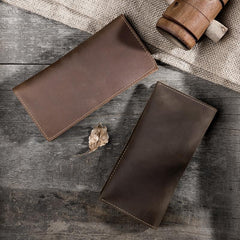 Handmade Leather Mens Clutch Wallet Cool Leather Wallet Long Phone Wallets for Men