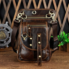 LEATHER MEN FANNY PACK SMALL WAIST BAG HIP PACK BELT BAG BUMBAG FOR MEN