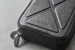 Cool Leather Black Mens Leather 4pcs CIGARETTE Tobacco Pipe Case Zipper Tobacco Pipe Case for Men